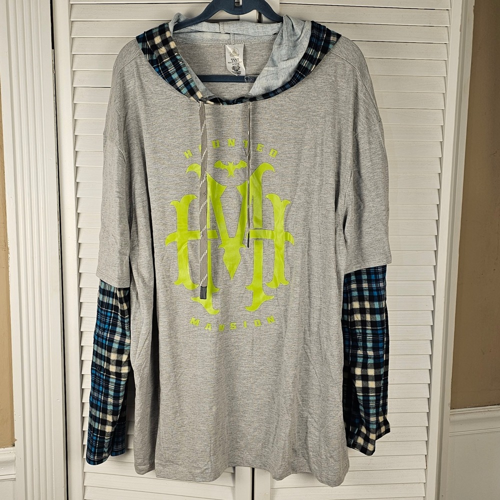 Disney Parks Womens Gray Mixed Media Haunted Mansion Hoodie‎ XXL